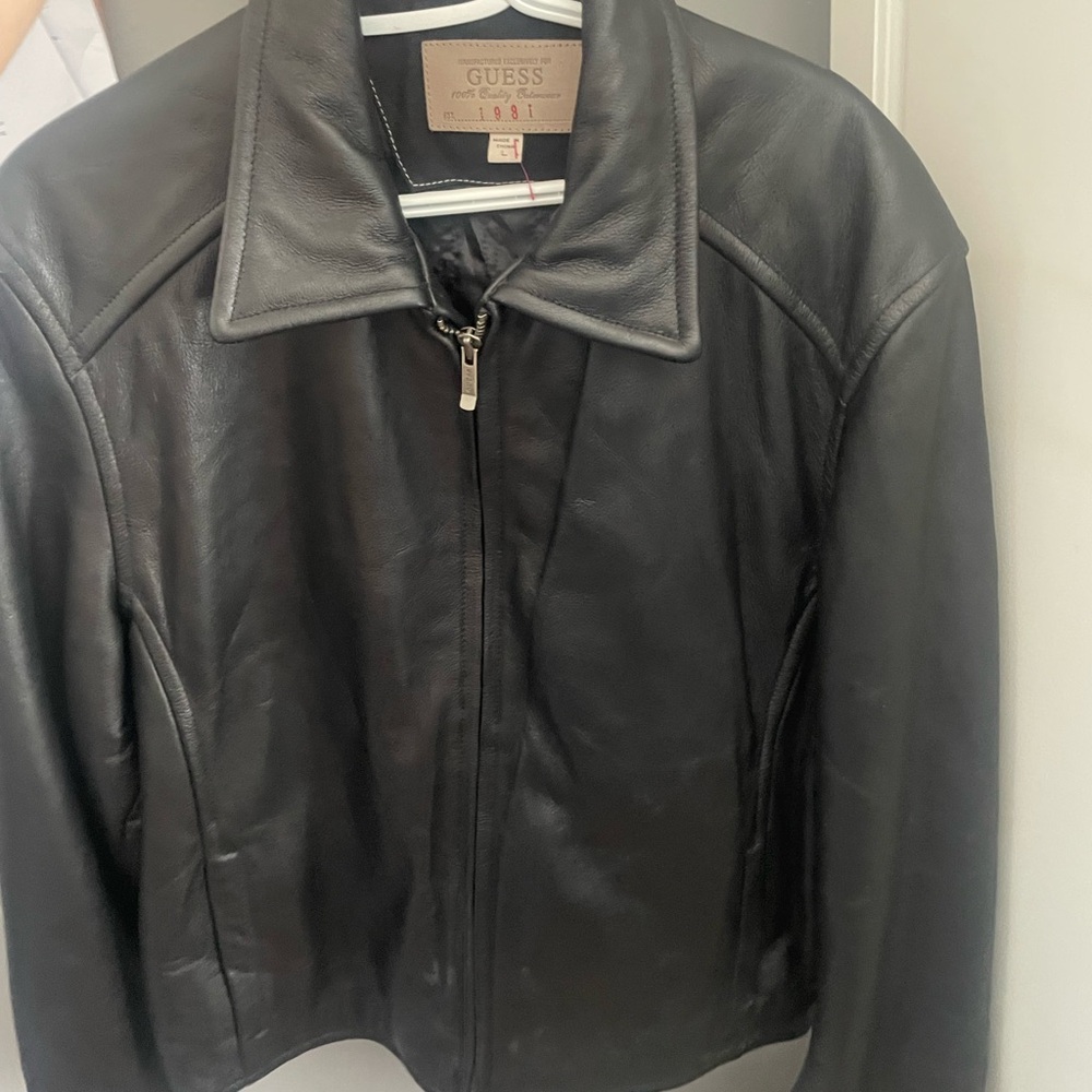 GUESS 1981 Black Leather Jacket VTG